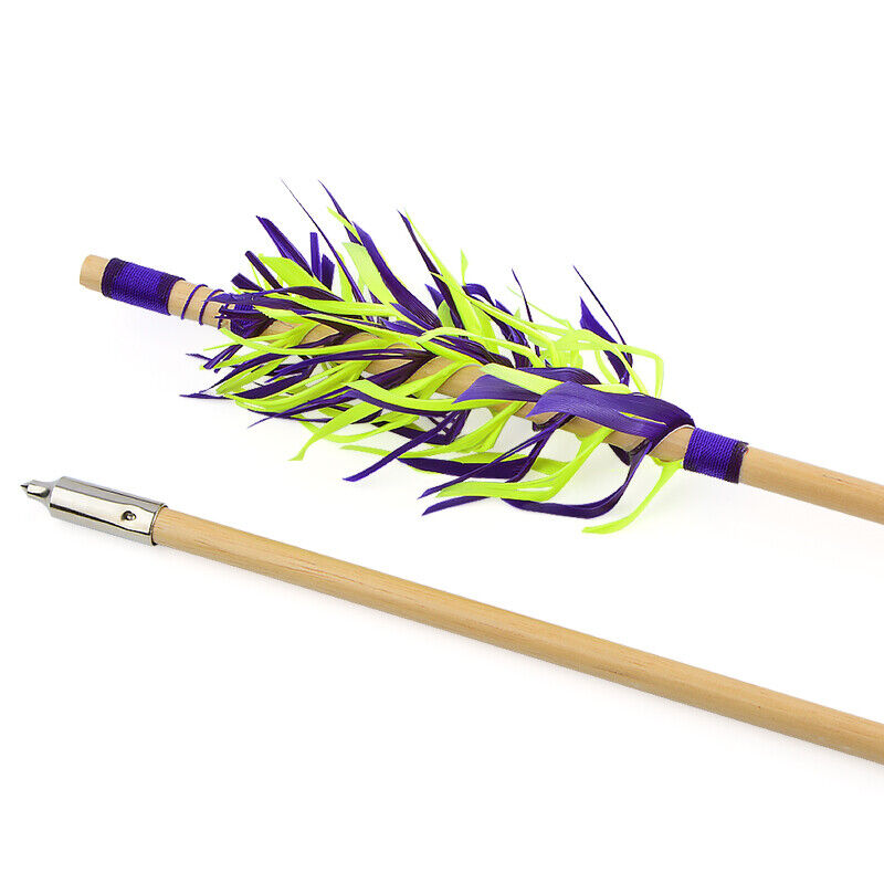 12X Wooden Arrows Handmade Shaft Archery Flu-Flu Spiral Wrap Feather Longbow Hunt